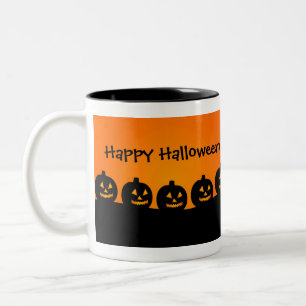 Citrouilles en rang, Joyeuse Mug d'Halloween