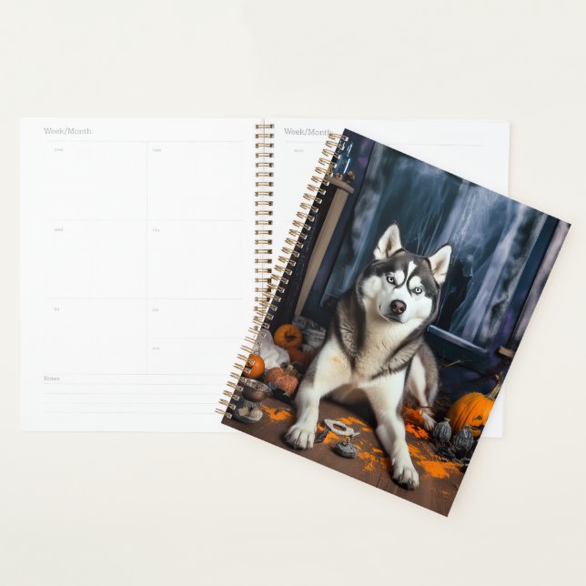 Citrouilles Épouvantables Halloween Husky Sibérien (Devant avec enveloppe)