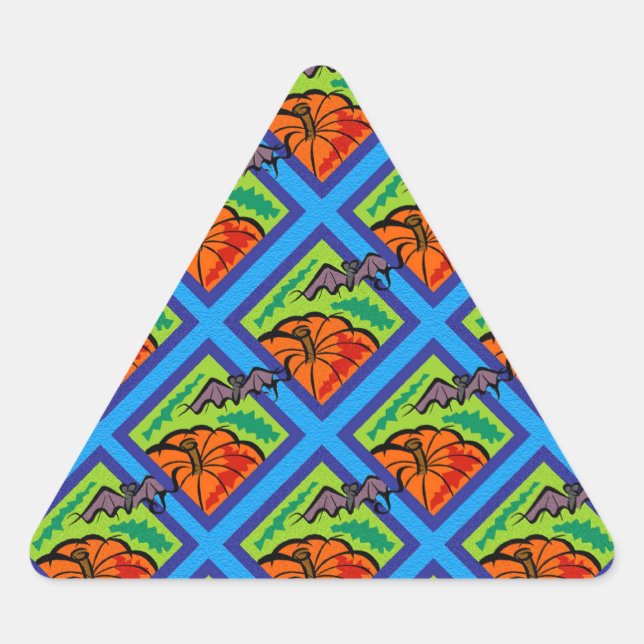 Citrouilles et chauves-souris en Stickers triangle (Devant)