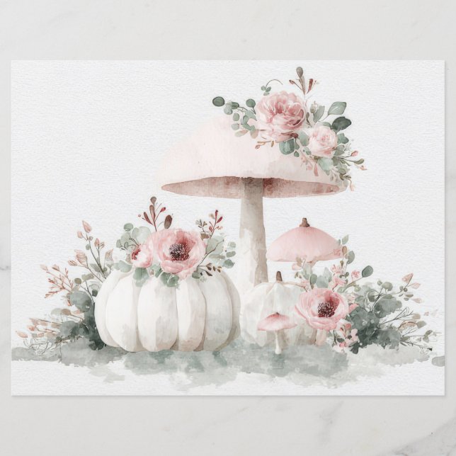 Citrouilles et fleurs d'automne Scapbook Papier (Devant)