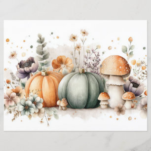 Citrouilles et fleurs d'automne Scapbook Papier