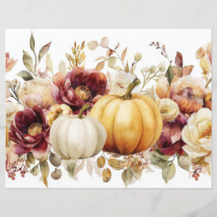 Citrouilles et fleurs d'automne Scapbook Papier