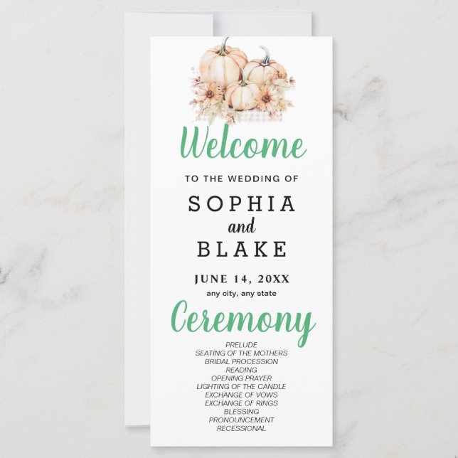 Citrouilles et tournesols Automne White Wedding Pr (Devant)