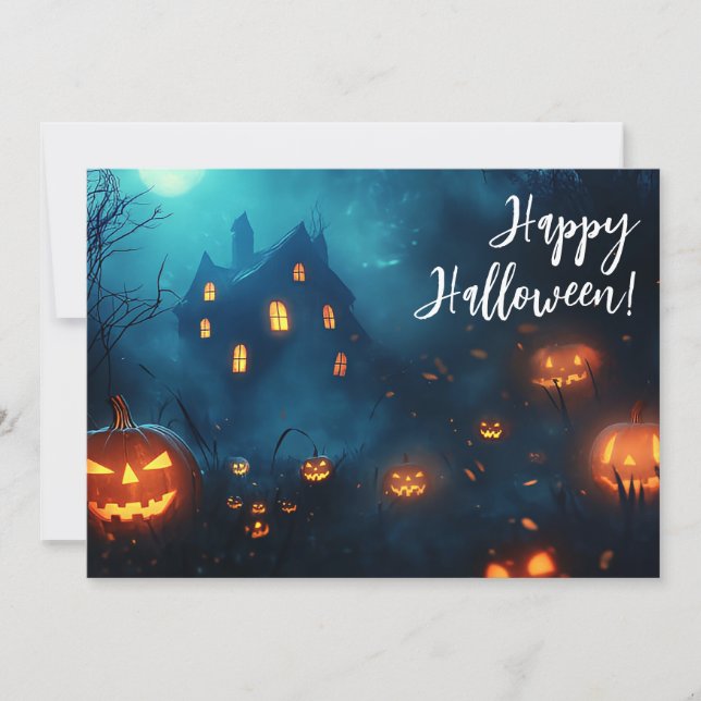 Citrouilles par carte de voeux Halloween de nuit (Devant)