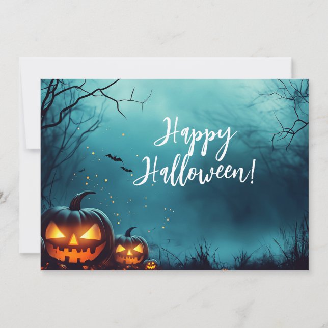 Citrouilles par carte de voeux Halloween de nuit (Devant)