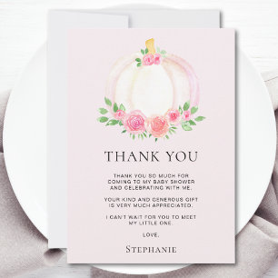 Citrouilles roses filles chute Baby shower Merci