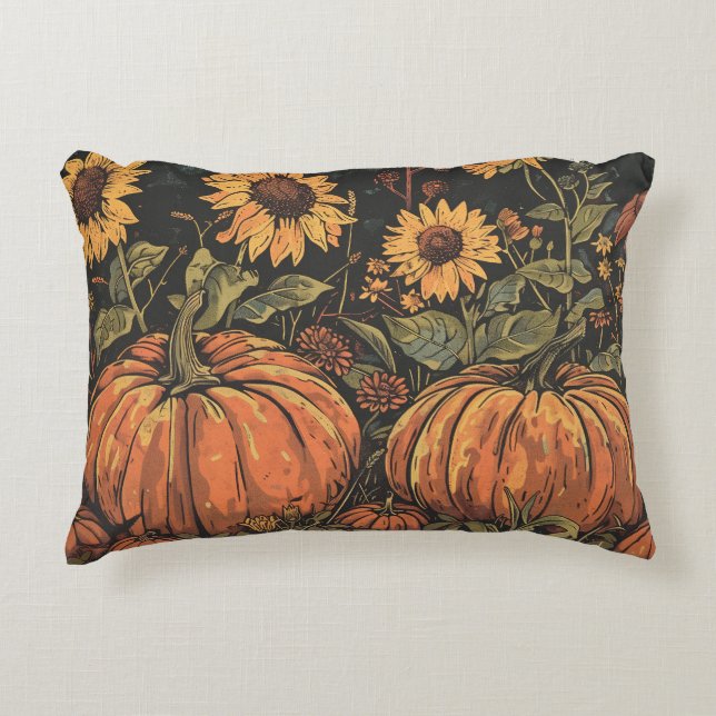 Citrouilles rustiques et tournesols - Coussin d'au (Devant)