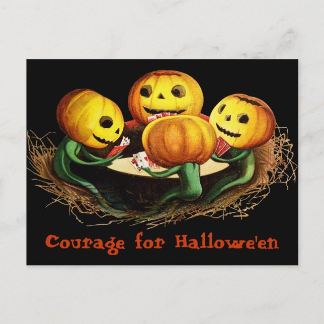 Citrouilles sur Cartes Carte postale Halloween Vin (Devant)