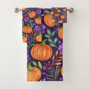 Citrouilles sur motif violet