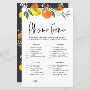 Citrus Botanical What's on Your Phone Shower Game