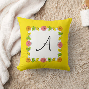 Citrus Carré Monogramme carré Jaune Oreiller