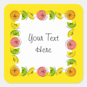Citrus Carré Yellow Texte autocollant carré