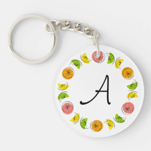 Citrus Circle Porte-clés monogramme double face