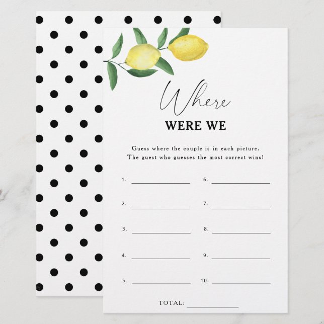 Citrus citron - Où étions-nous jeu de douche nupti (Devant / Derrière)