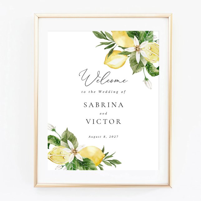 Citrus citron vert Floral Mariage Affiche de bienv (Créateur téléchargé)