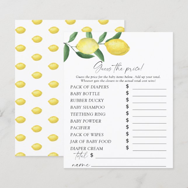 Citrus citrons - Devinez le prix Jeu (Devant / Derrière)