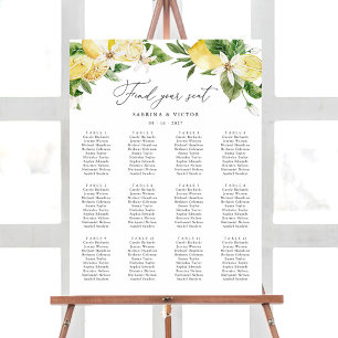 Citrus de citron Floral 12 Tableau Mariage