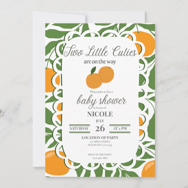 Citrus Deux Petits Amours Invitation Pour Une Baby (Devant)