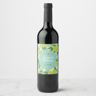 Citrus Floral Anniversaire Vin Étiquette