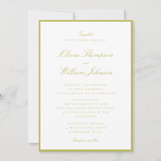 Citrus Green Framed Wedding Invitation (Devant)