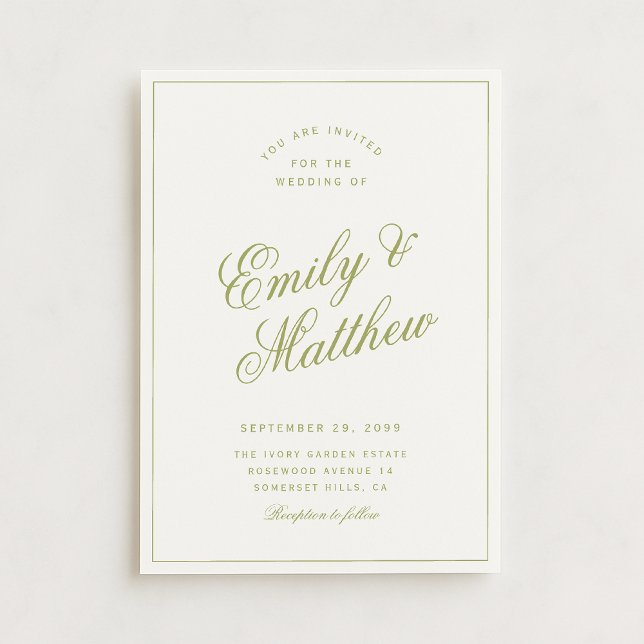 Citrus Green Modern Script Wedding Invitation (Créateur téléchargé)