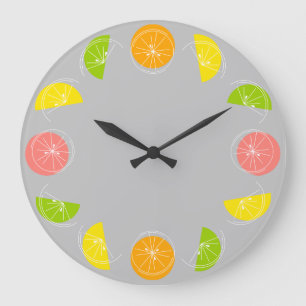 Citrus Horloge blanche grise ronde