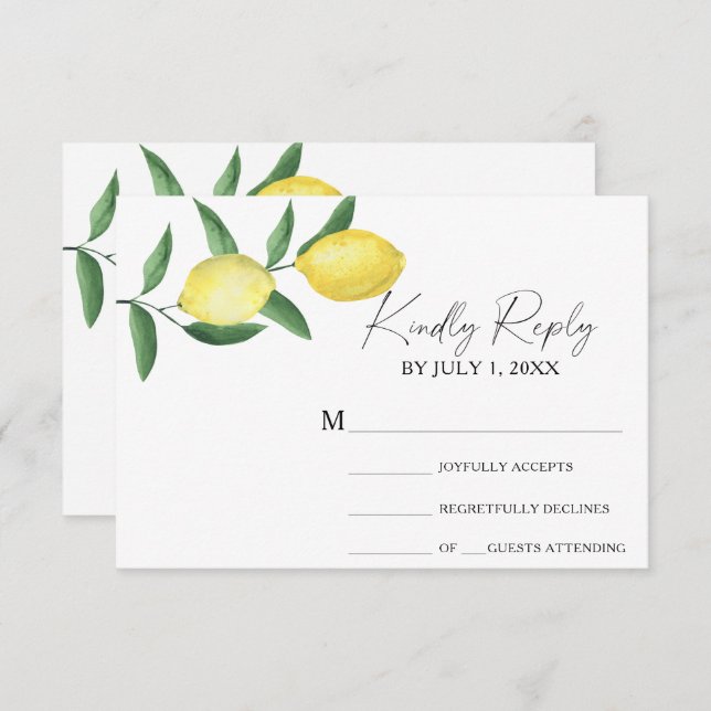 Citrus jaune - Mariage carte RSVP (Devant / Derrière)