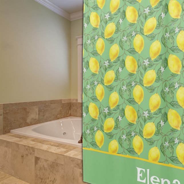 Citrus jaune vert motif rideau de douche (Créateur téléchargé)