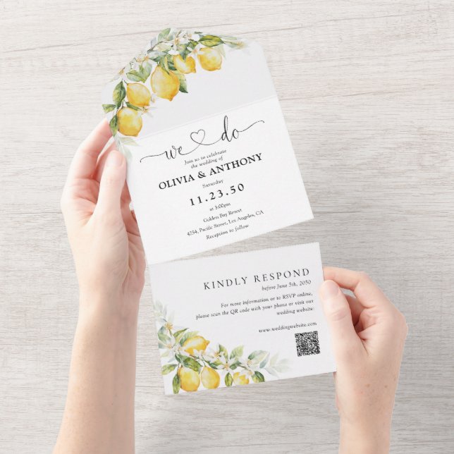 Citrus Lemon All in One Wedding Invitation (Déchirure)