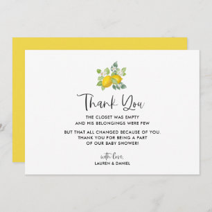 Citrus Lemon Baby shower Merci Cartes