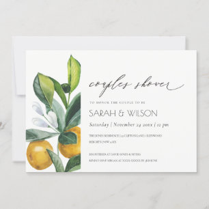Citrus Lemon Botanical Boho Couples Invitation de
