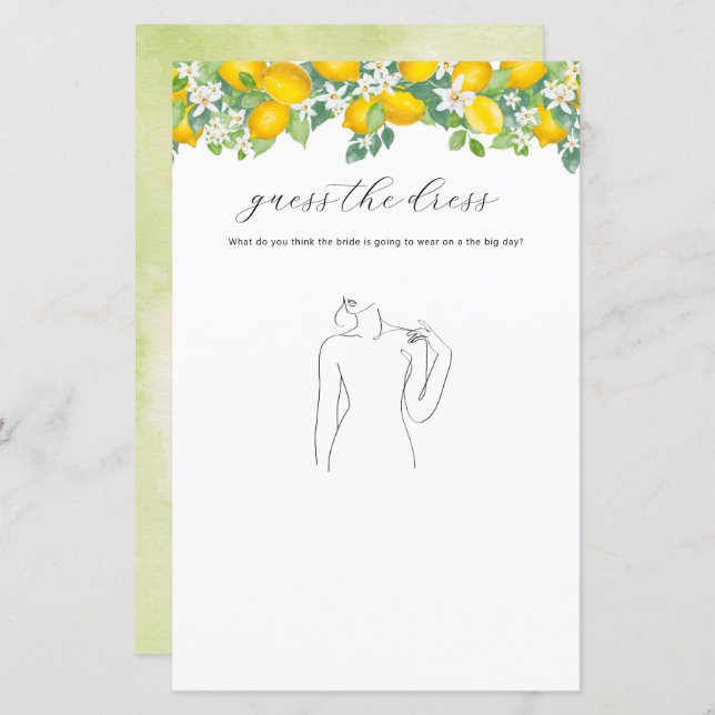 Citrus Lemon Fête des mariées Devinez Le Jeu De Ro (Devant / Derrière)