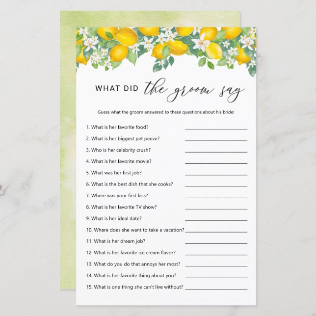 Citrus Lemon Qu'Est-Ce Que La Salle A Dit Jeu (Devant / Derrière)