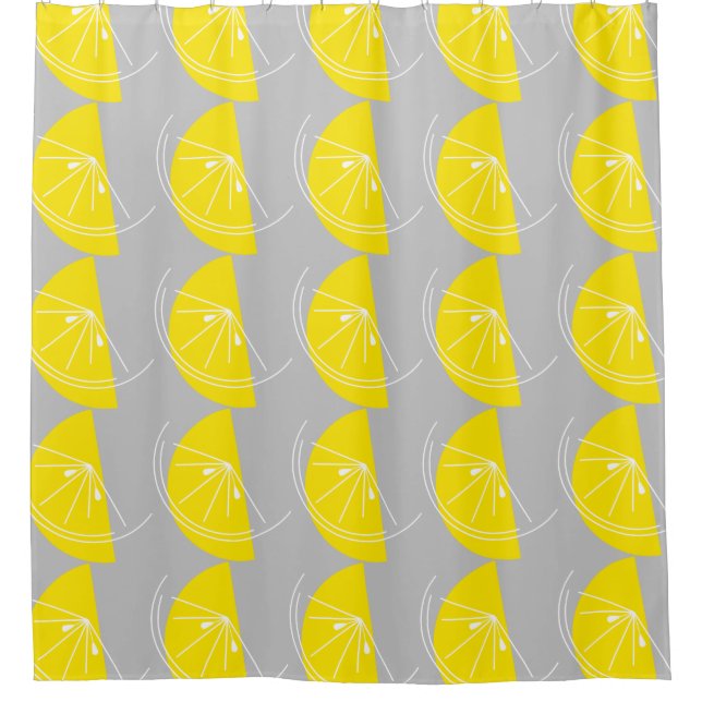 Citrus Lemon rideau de douche blanc gris (Devant)