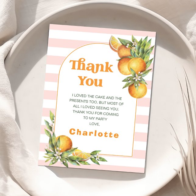 Citrus Little Cutie 1er Carte de remerciements d'a (
Editable Our Little Cutie Birthday Thank You Card Girls Clementine Oranges Birthday Party Arch Card)