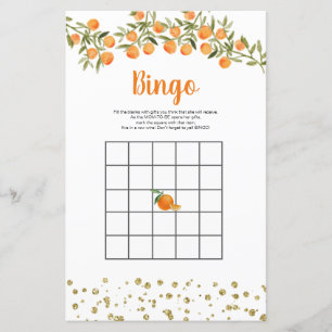 Citrus Orange Aquarelle Jeu de Bingo