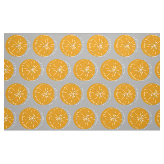 Citrus Orange Blanc gros imprimé gris tissu (Fat Quarter)