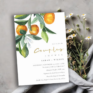 Citrus Orange Botanical Boho Couples Invitation de