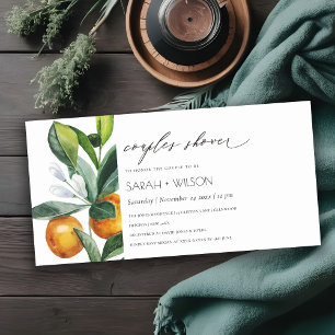 Citrus Orange Botanical Boho Couples Invitation de
