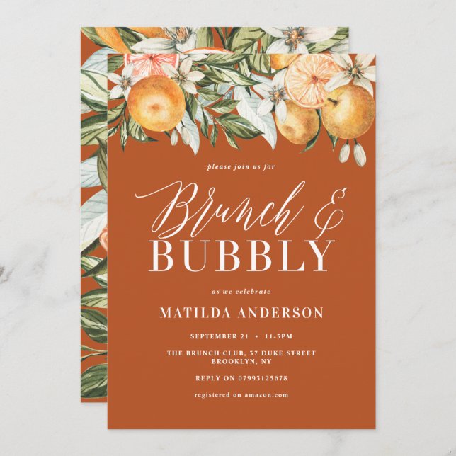 Citrus, orange + brunch en fleur & mousseux (Devant / Derrière)