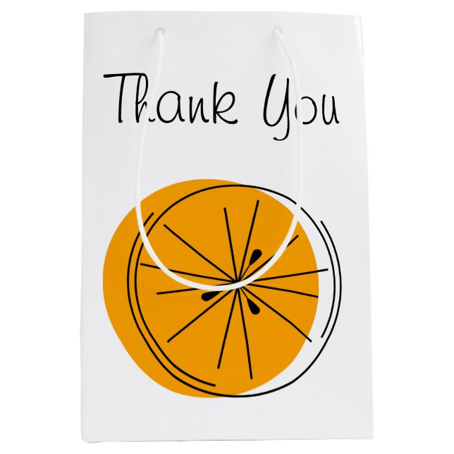 Citrus Orange Merci sac cadeau moyen (Devant)