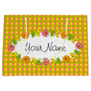 Citrus Oval Chèque Nom sac cadeau grand