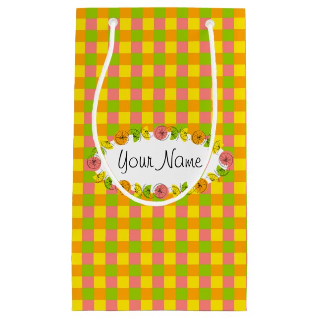 Citrus Oval Chèque Nom sac cadeau petit (Devant)