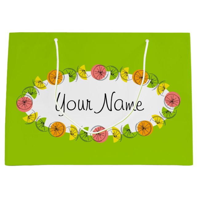 Citrus Oval Green Name sac cadeau grand (Devant)