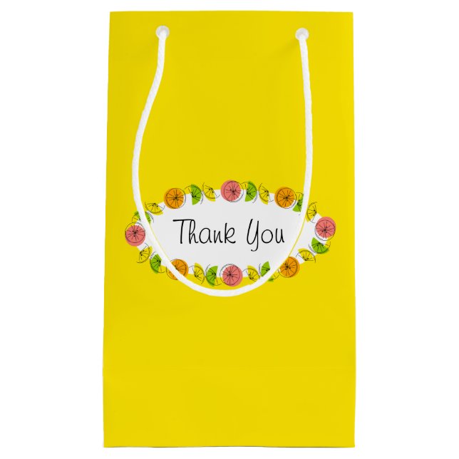 Citrus Oval Jaune Merci cadeau sac petit (Devant)