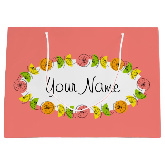 Citrus Oval Rose Nom sac cadeau grand (Devant)