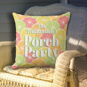 Citrus Slices Porch Party Coussin extérieur