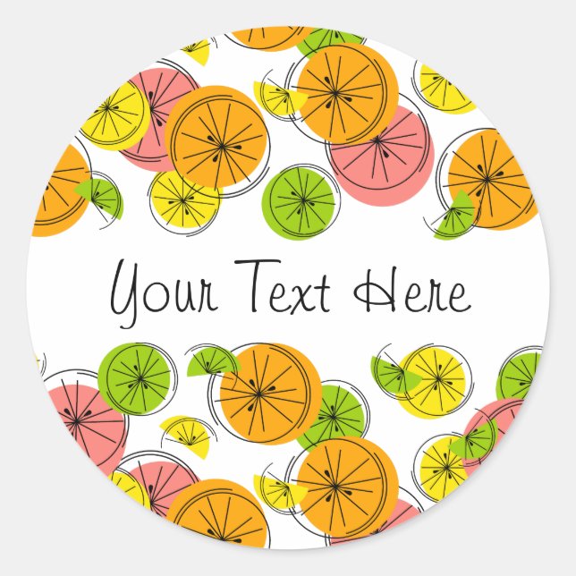 Citrus Texte autocollant rond (Devant)