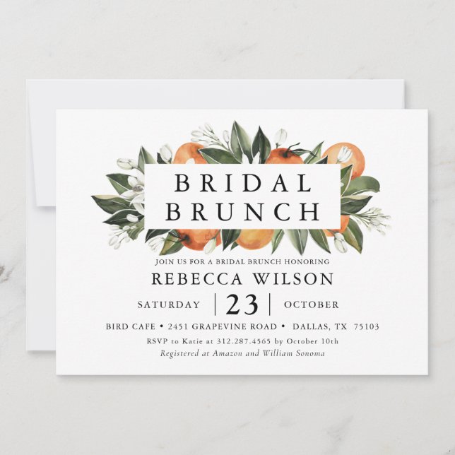 Citrus Thème Rustique Bridal Brunch Invitation (Devant)