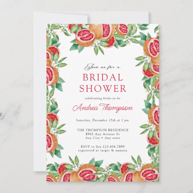 Citrus vert | Invitations de douche nuptiale (Devant)